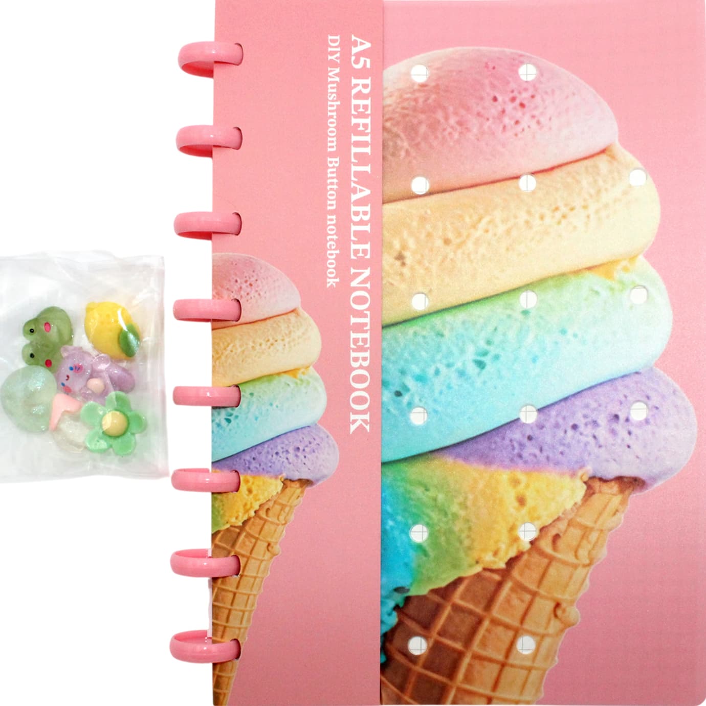 Блокнот пруж. А5 80арк. кліт. пласт. обкл. рожева "Diy Sweets" 6аксес. №ZB.12204.4/Zibi/