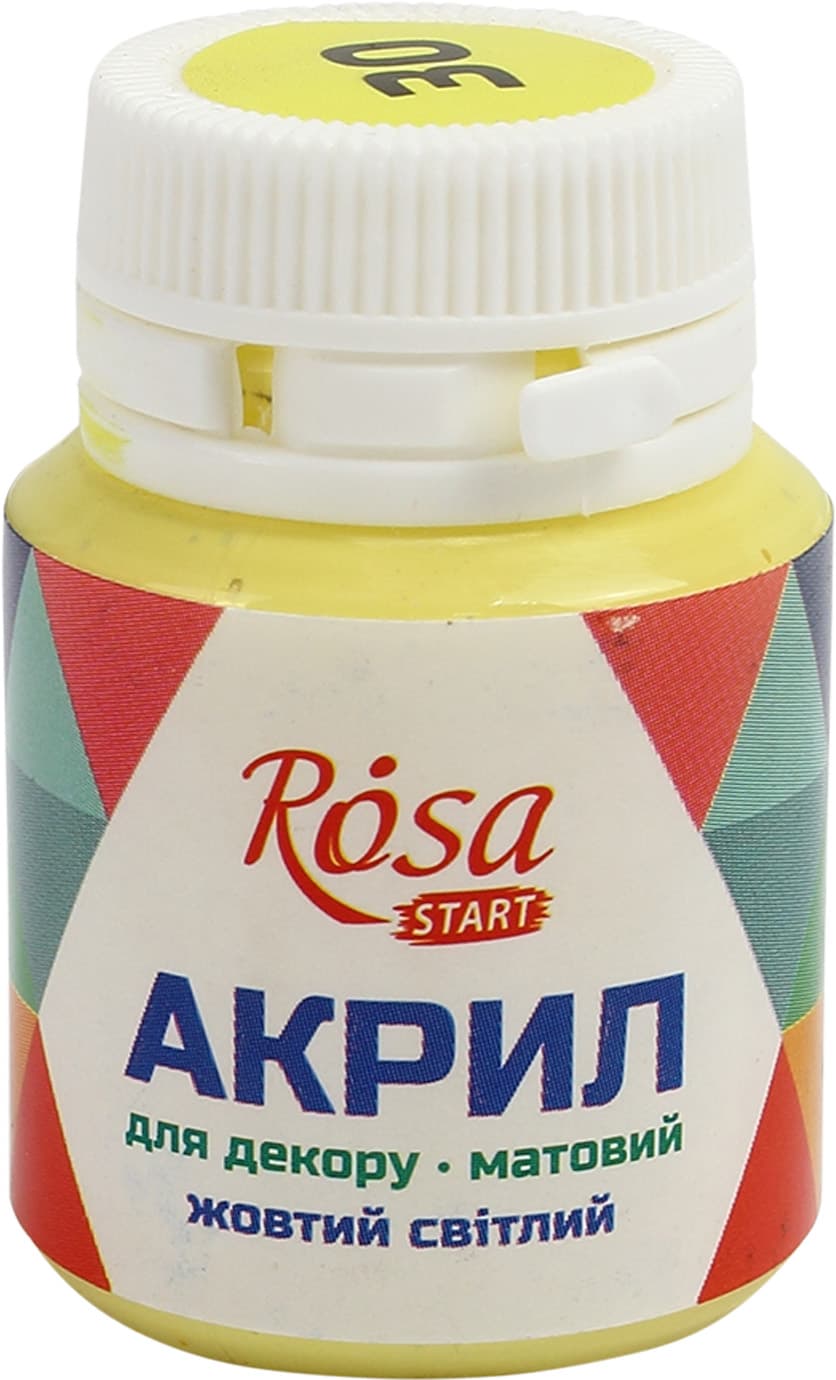 Акрил для декору Rosa Start 20мл матовий світло-жовтий 20030/9207