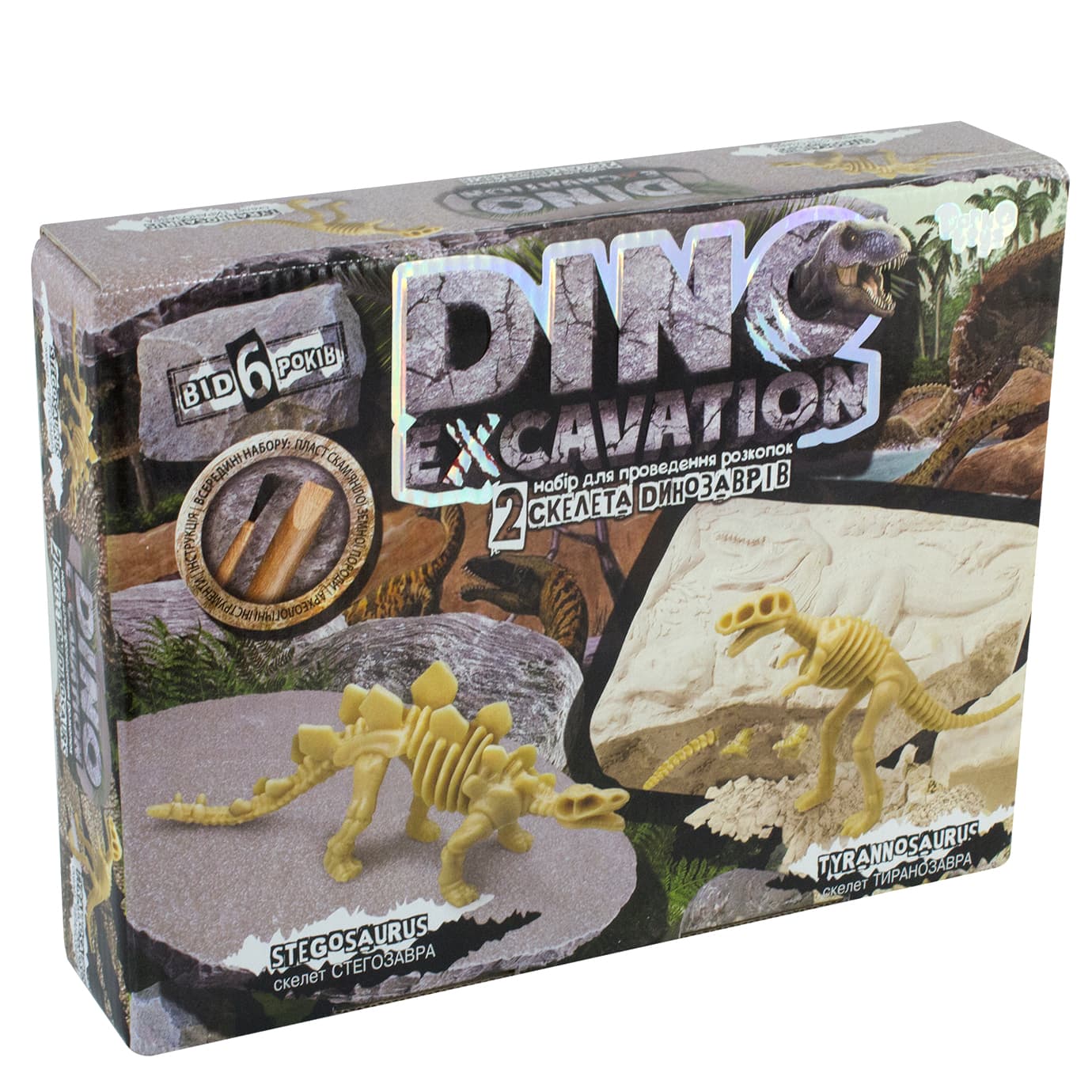 Набор для проведения раскопок Dino excavation динозавры на украинском DankoToys (6) DEX-01-04,05,06