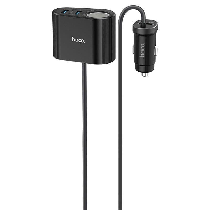 Зарядний пристрій авто. Hoco №Z35A швидка зарядка 3USB+Type-C 2.4A порт прикурувача black