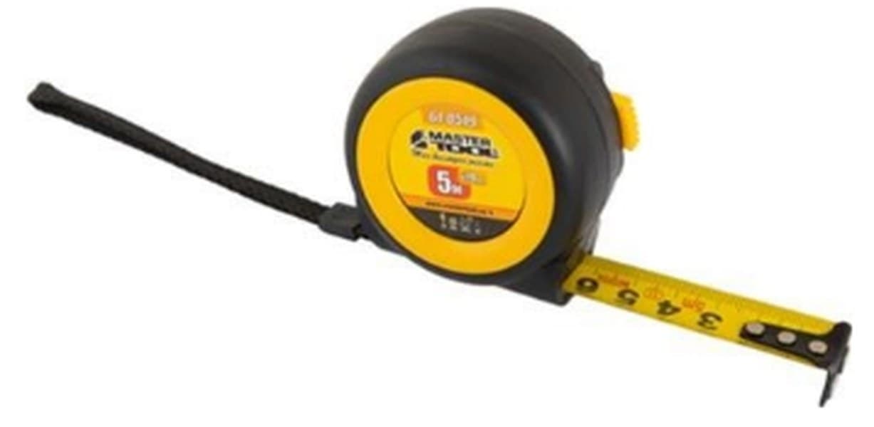 Рулетка Master Tool з магнітами, автом.фіксатор, нейлонове покриття №61-0519 5мх19мм