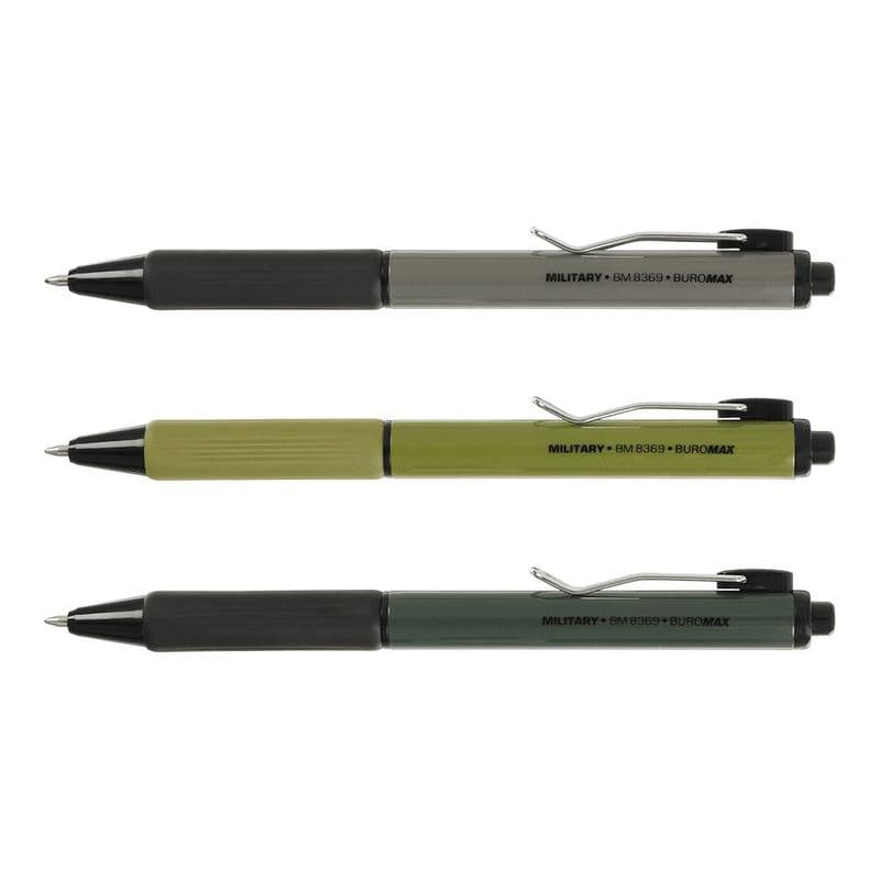 Ручка авт. масл. "Buromax" №BM.8369 Military 0.7мм синя(12)(144)