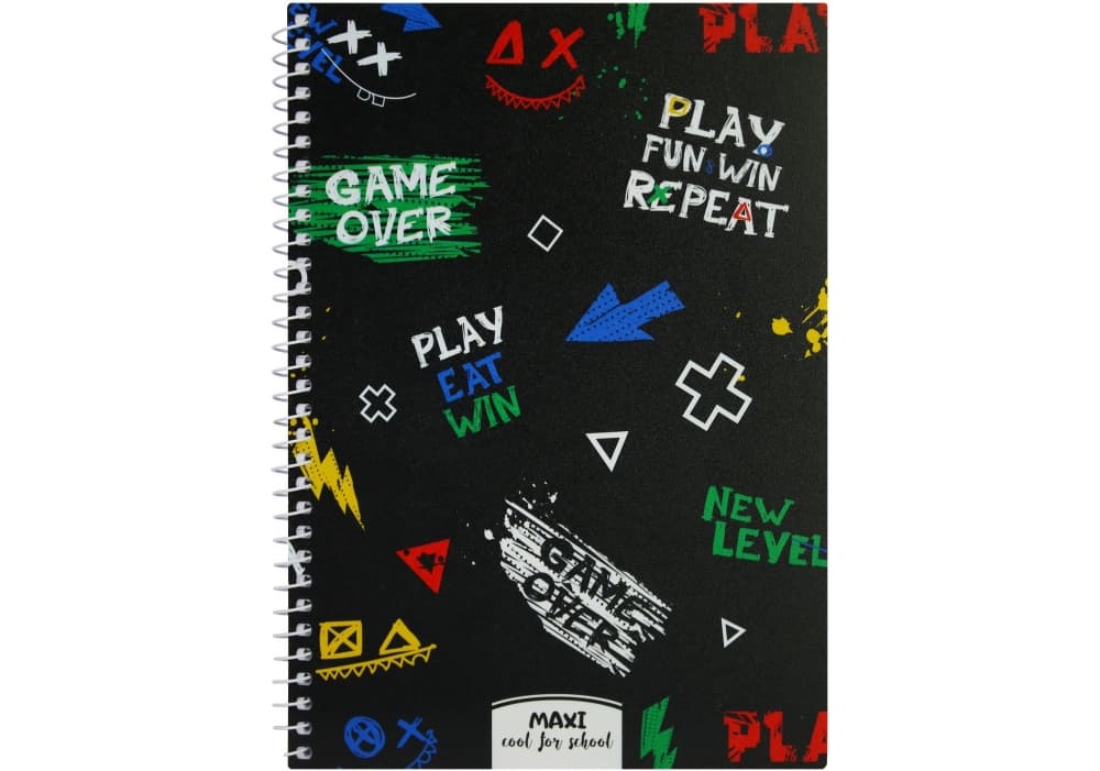 Блокнот пруж. А5 60л. клет. пласт. обл. "Game over" №MX21213-02(6)(8)(76)