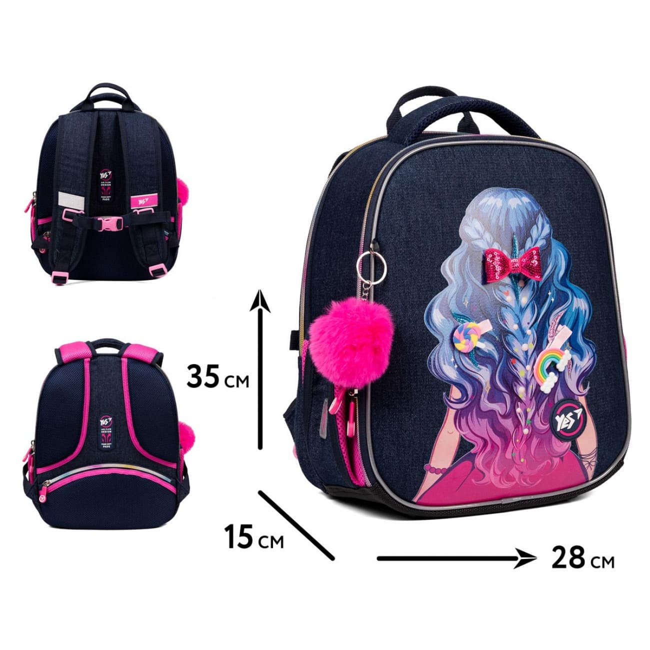 Рюкзак каркасний"Yes"H-100 Р-25Beautiful Hair2від,3карм.№550093+подарунок сумка№559670(4)