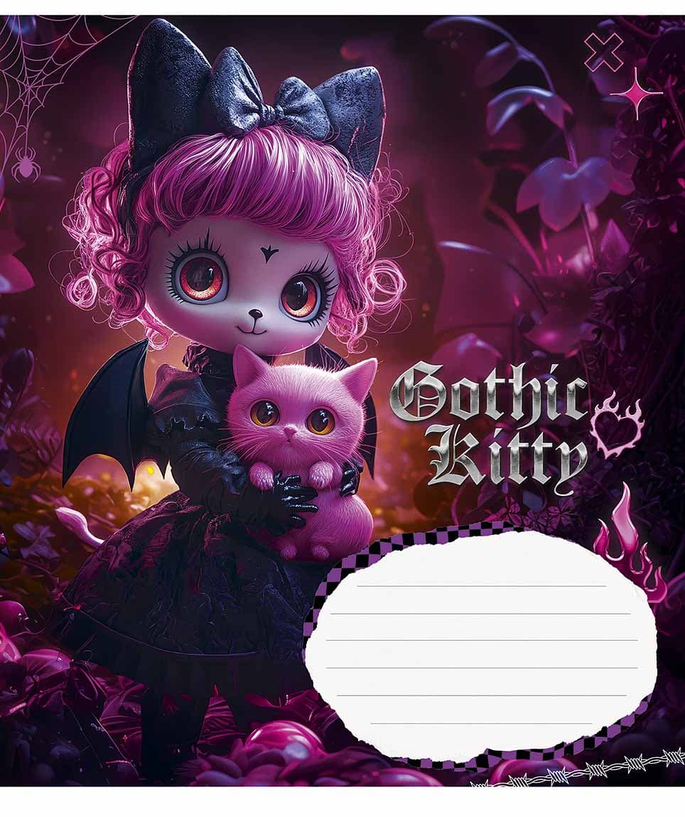 Тетрадь 18л. клет. Школярик "Gothic cats"выб.УФ-лак №018-3531K(25)(250)