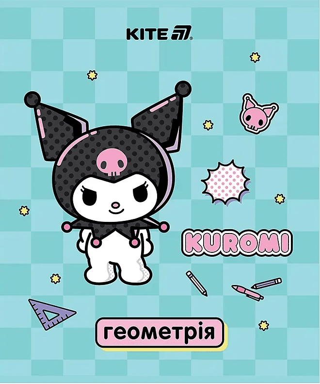 Зошит 48арк. кліт. "Kite" Предметка-Геометрія софт тач+УФ, Kuromi №HK25-240-1(10)(200)