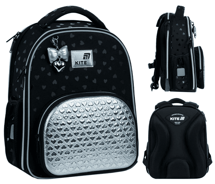 Рюкзак каркасный "Kite" Education Black&Silver 2от.,3карм. №K26-556M-2(4)