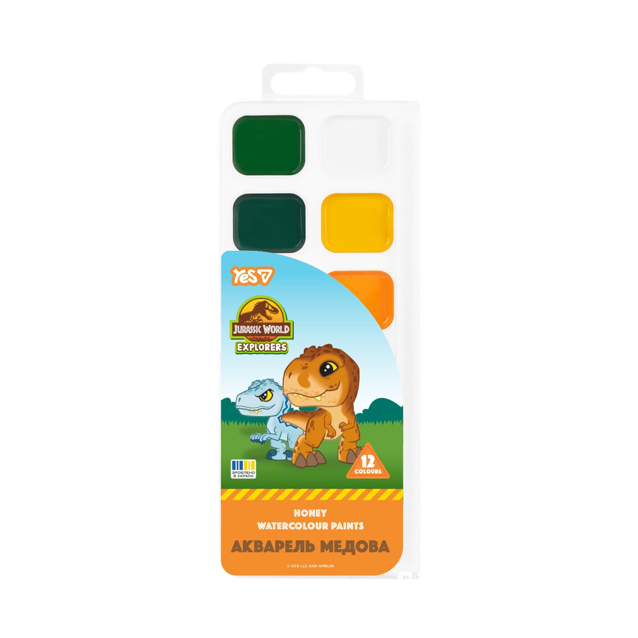 Акварель 12 цветн. "Yes" Jurassic World.Kids медовые №110316 б/п(48)