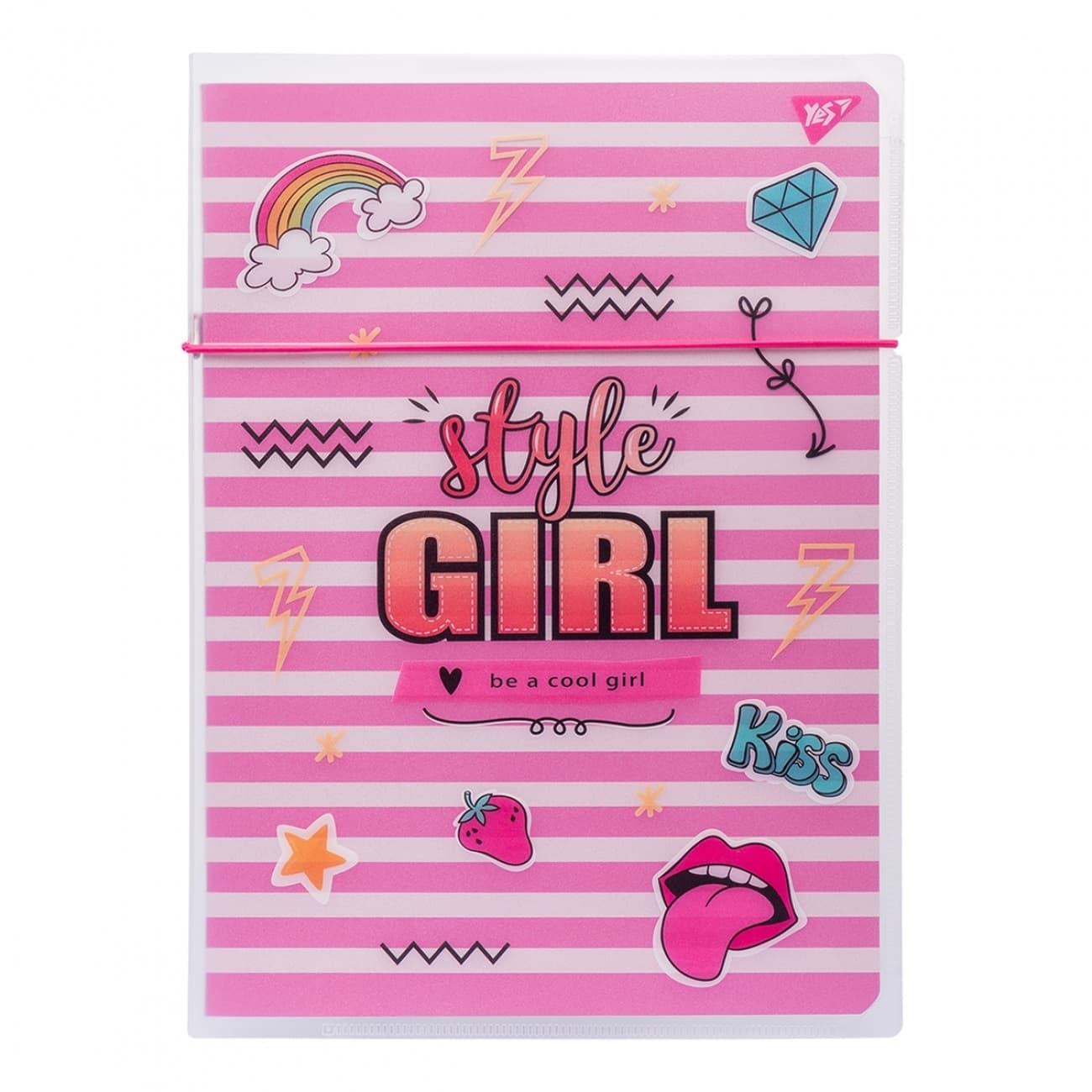 Зошит A4 48 аркушів клітинка в пластиковій папці Yes Style girl pink (1) 764429