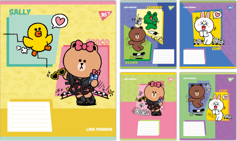 Зошит 12арк. кліт. YES Line Friends Funny №767638(25)(500)